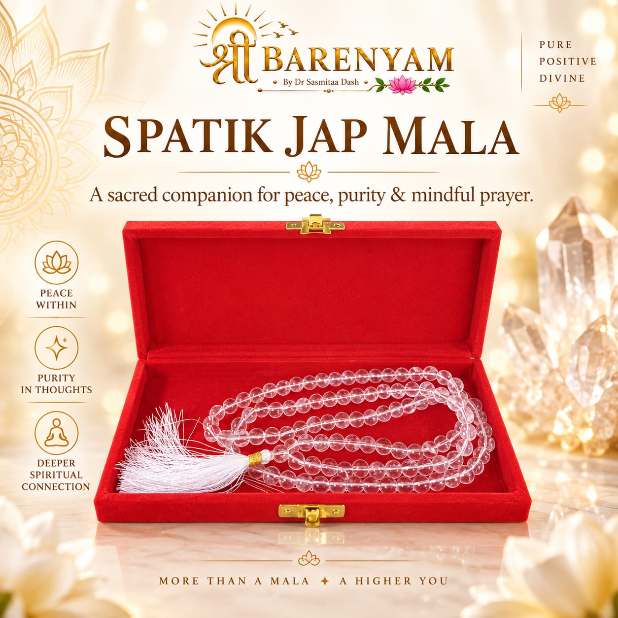 Clear quartz (Spatik) 108+1 Jap mala 1